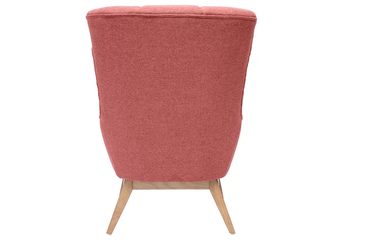 Miliboo Sillones | Sillón-Sillón nórdico con tejido efecto aterciopelado texturizado color terracota y madera BRODY