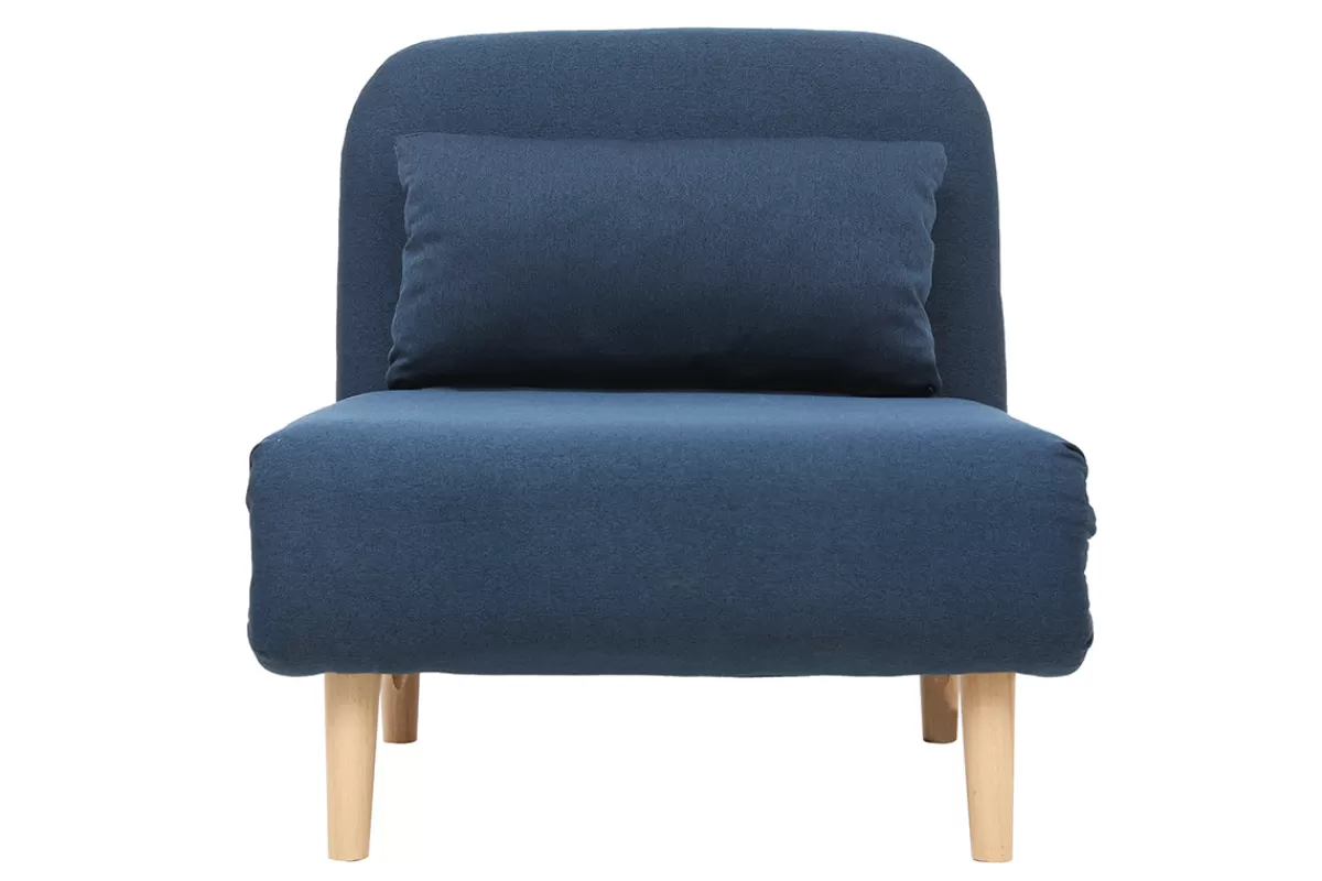 Miliboo Sillones Cama | Sillón-Sillón nórdico convertible tejido azul oscuro AMIKO
