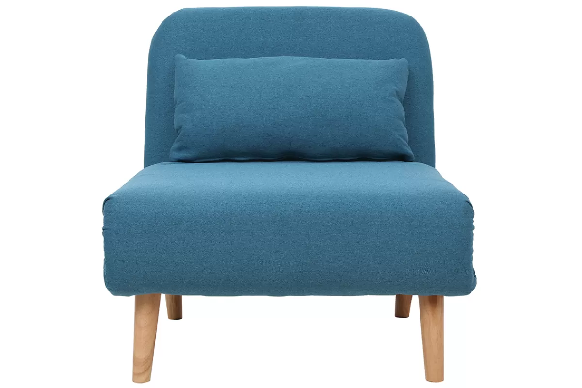 Miliboo Sillones Cama | Sillón-Sillón nórdico convertible tejido azul petróleo AMIKO