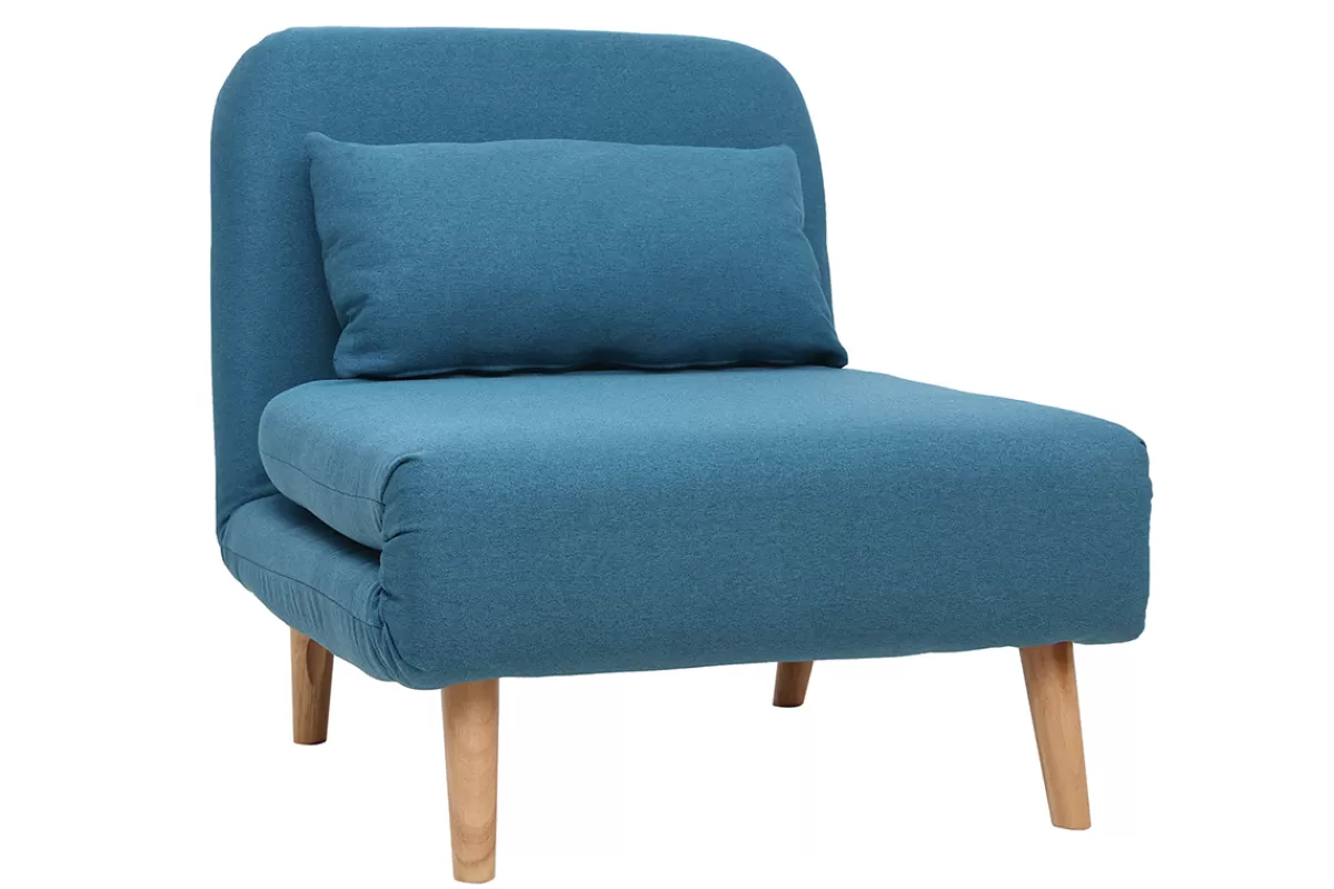 Miliboo Sillones Cama | Sillón-Sillón nórdico convertible tejido azul petróleo AMIKO