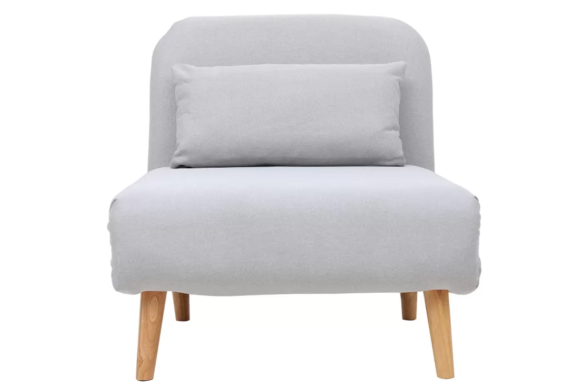Miliboo Sillones Cama | Sillón-Sillón nórdico convertible tejido gris claro AMIKO