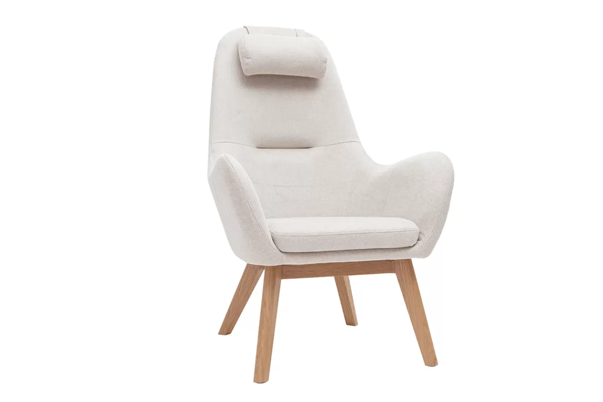Miliboo Sillones | Sillón-Sillón nórdico de tejido beige y madera clara MANIA