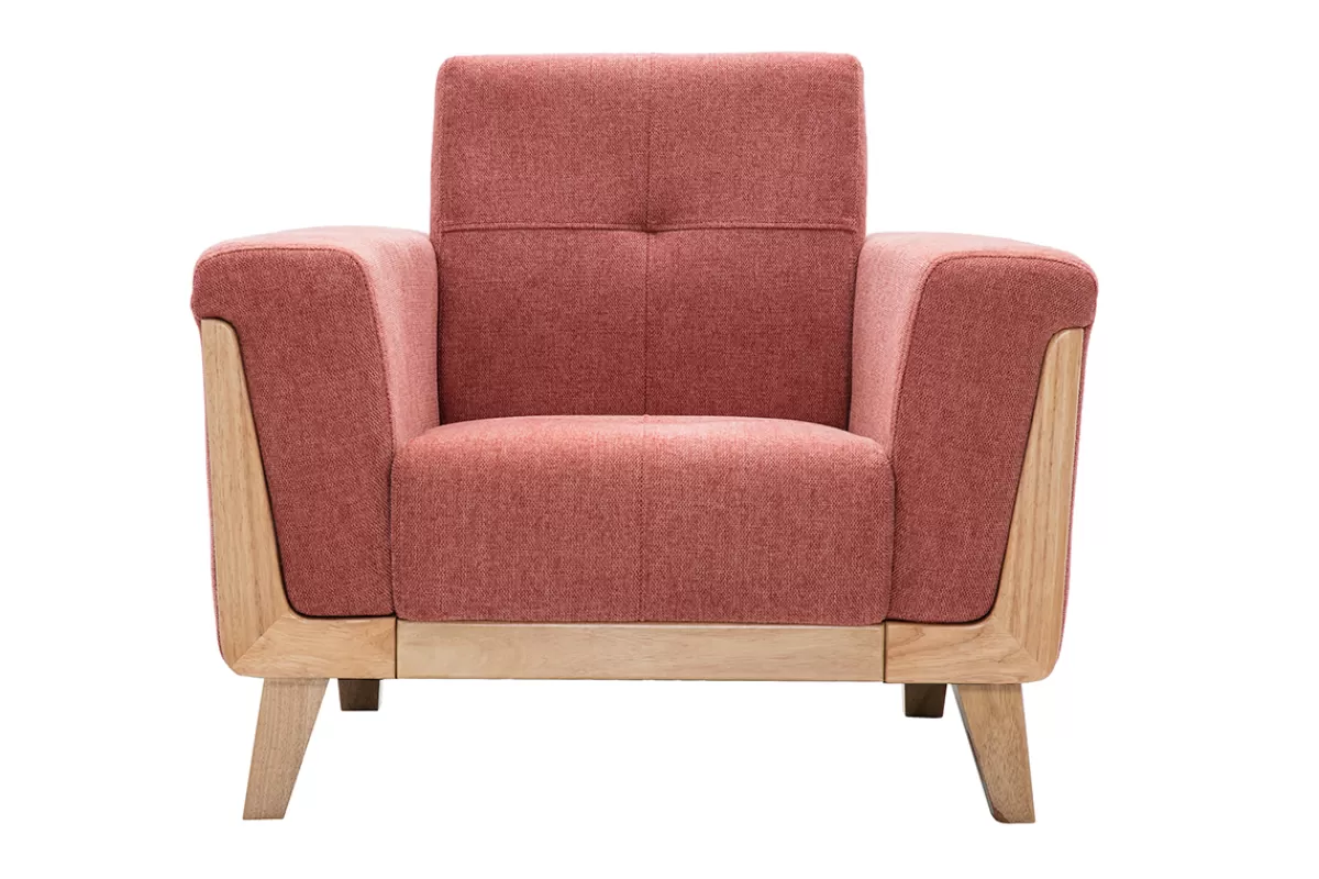 Miliboo Sillones | Sillón-Sillón nórdico de tejido terracota y madera clara FJORD