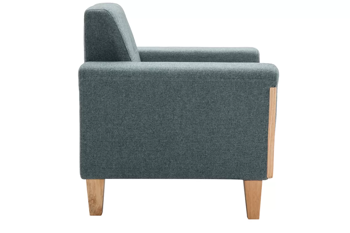 Miliboo Sillones | Sillón-Sillón nórdico de tejido verde grisáceo y madera clara FJORD