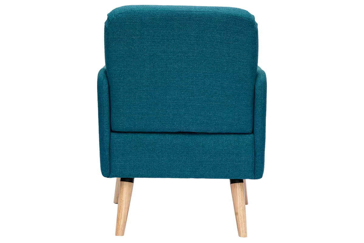 Miliboo Sillones | Sillón-Sillón nórdico de tela azul petróleo y madera clara ISKO