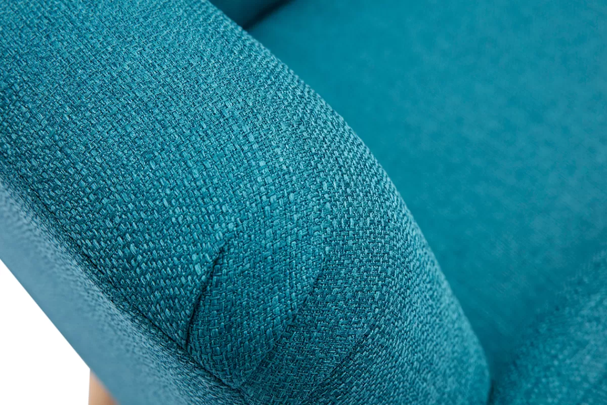 Miliboo Sillones | Sillón-Sillón nórdico de tela azul petróleo y madera clara ISKO