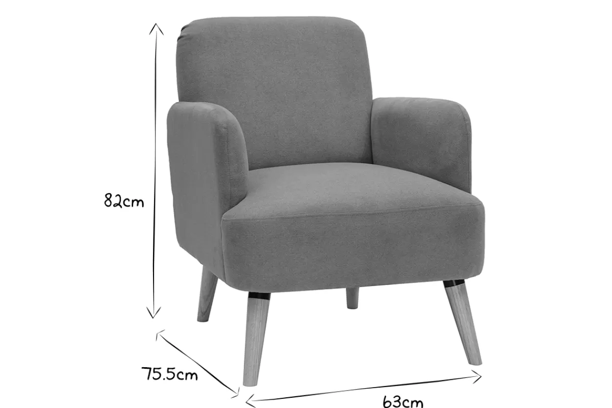 Miliboo Sillones | Sillón-Sillón nórdico de tela azul petróleo y madera clara ISKO