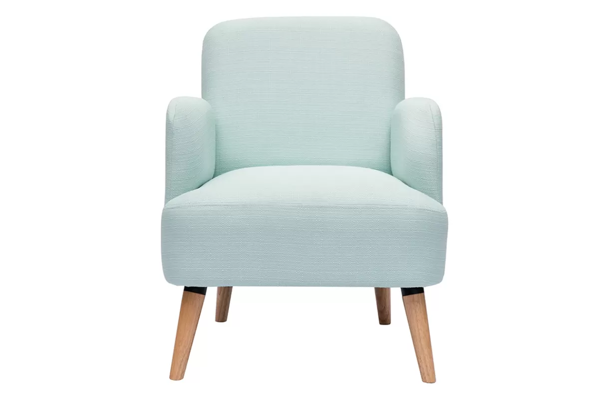 Miliboo Sillones | Sillón-Sillón nórdico de tela menta al agua y madera clara ISKO