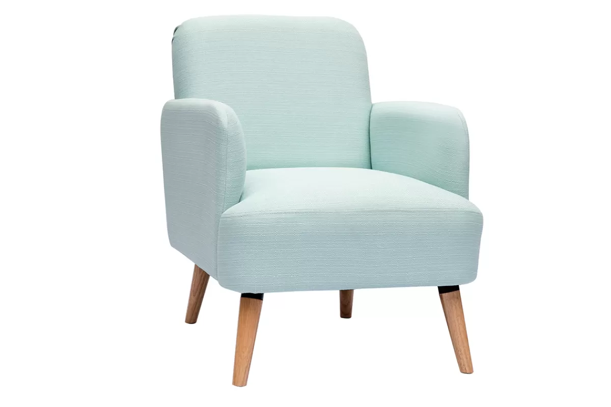 Miliboo Sillones | Sillón-Sillón nórdico de tela menta al agua y madera clara ISKO