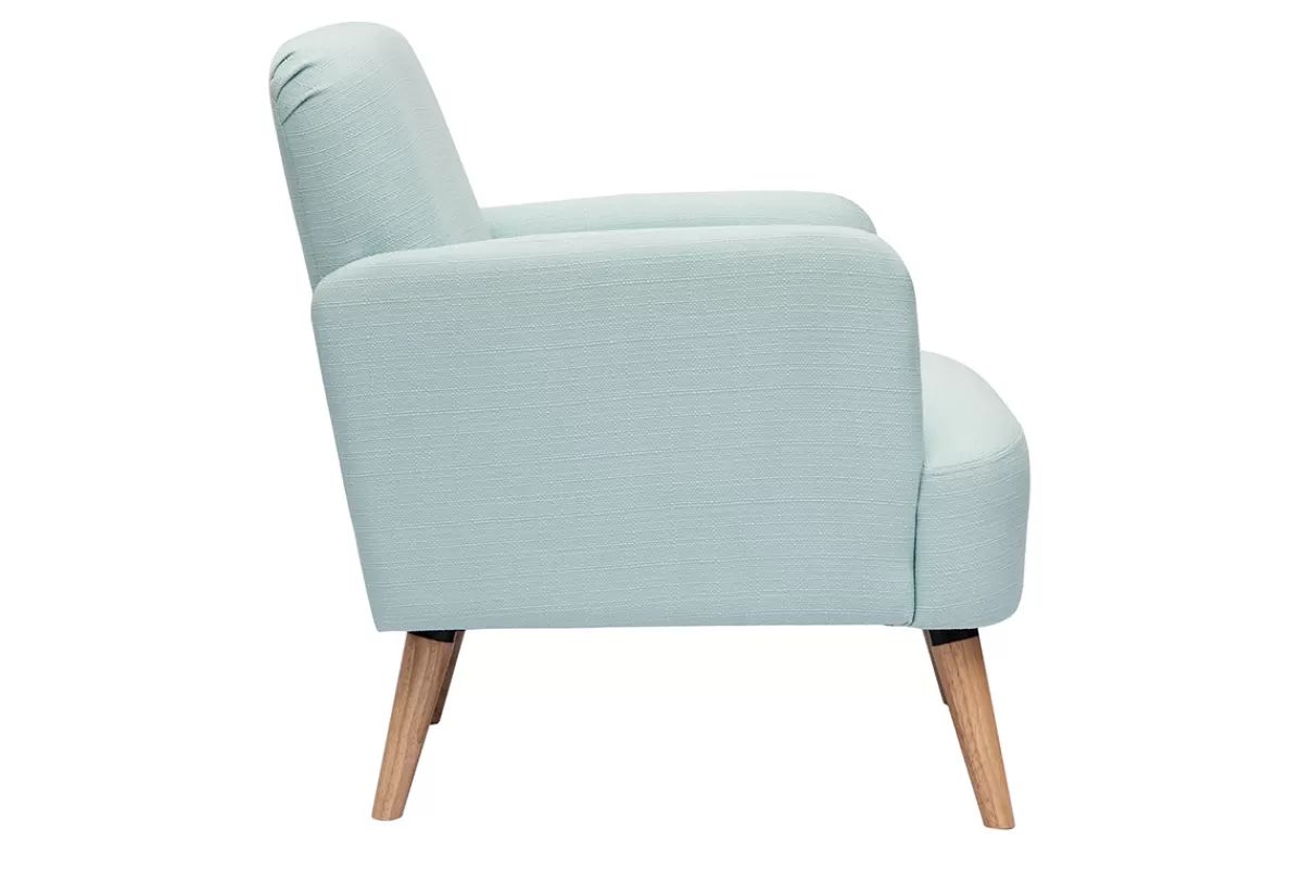 Miliboo Sillones | Sillón-Sillón nórdico de tela menta al agua y madera clara ISKO