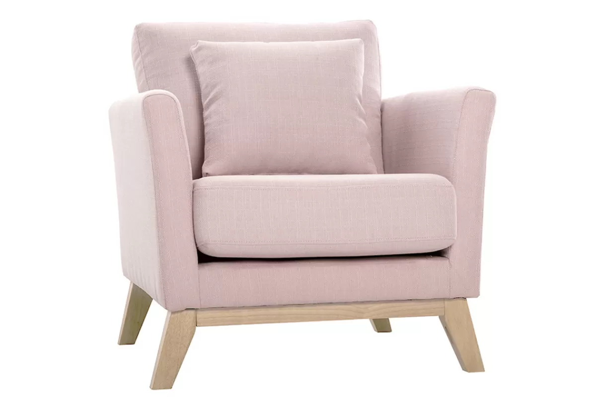 Miliboo Sillones | Sillón-Sillón nórdico desenfundable de tela rosa OSLO