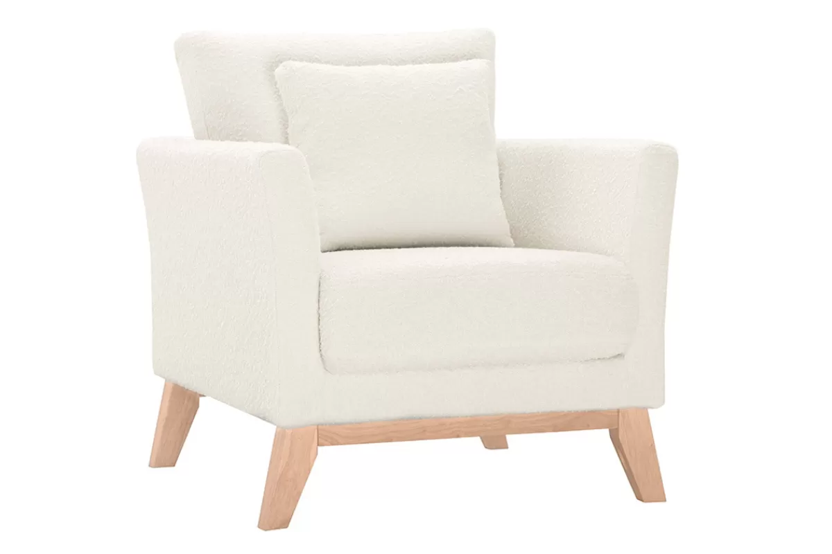 Miliboo Sillones | Sillón-Sillón nórdico desenfundable efecto borreguillo blanco OSLO
