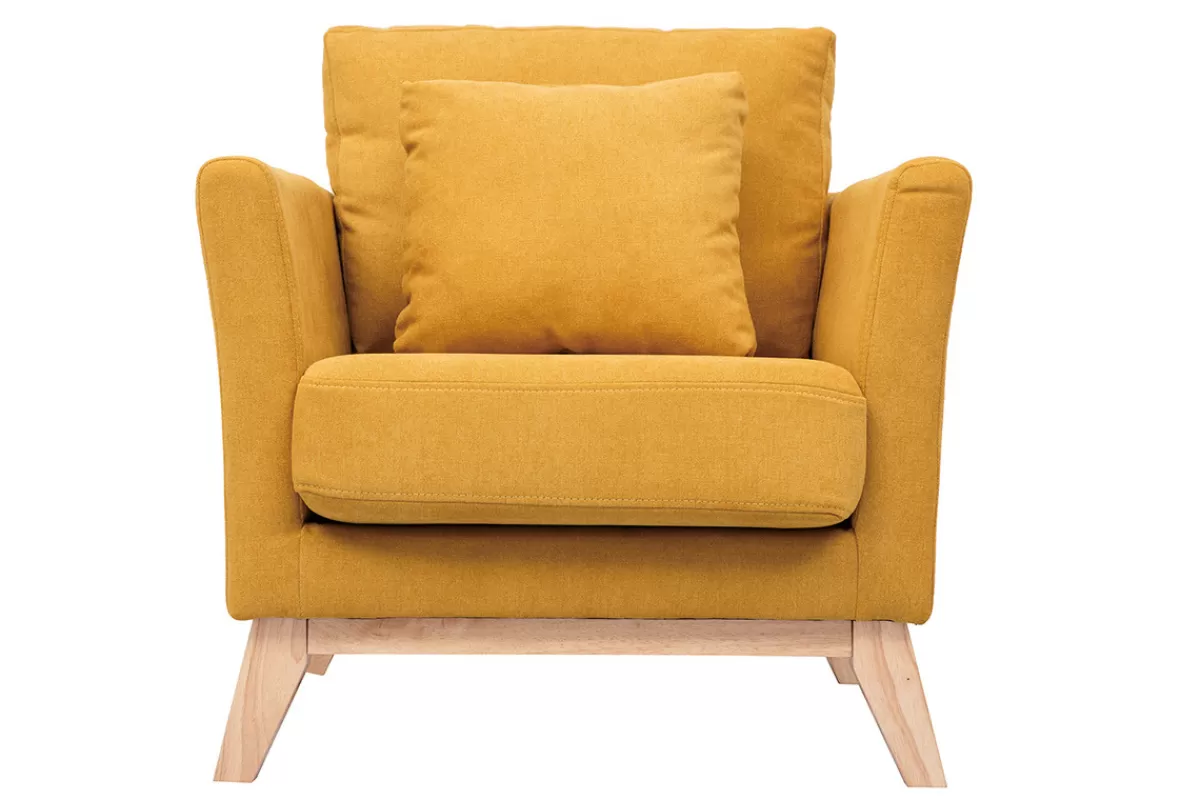 Miliboo Sillones | Sillón-Sillón nórdico desenfundable efecto terciopelo mostaza OSLO