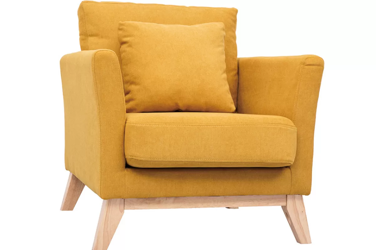 Miliboo Sillones | Sillón-Sillón nórdico desenfundable efecto terciopelo mostaza OSLO