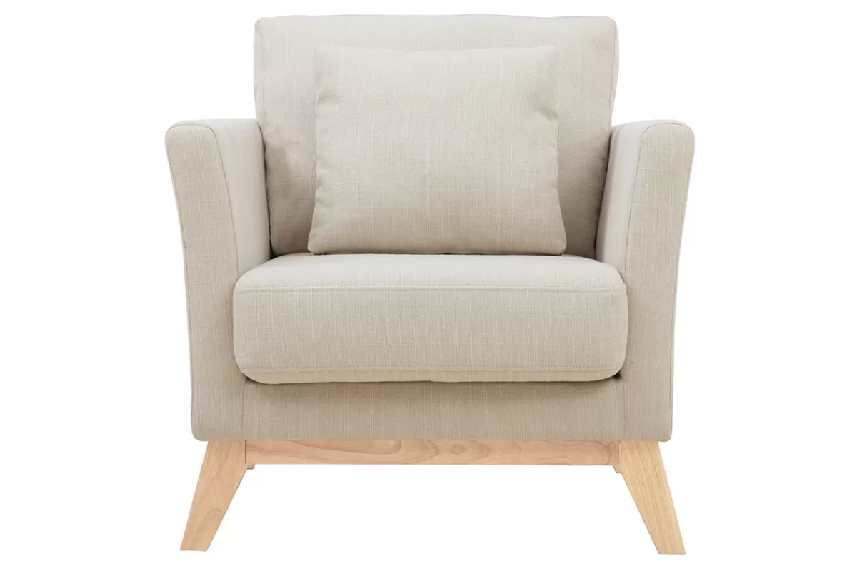 Miliboo Sillones | Sillón-Sillón nórdico desenfundable tejido beige OSLO