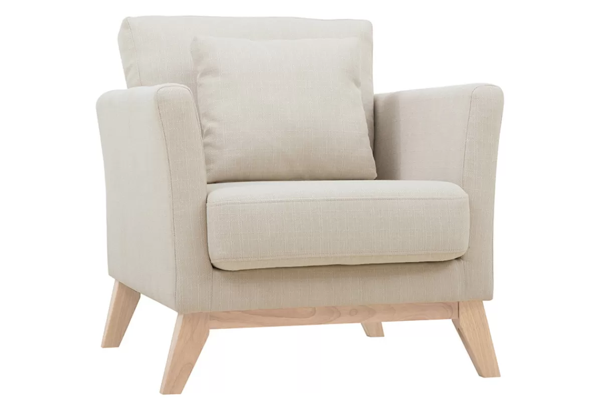 Miliboo Sillones | Sillón-Sillón nórdico desenfundable tejido beige OSLO