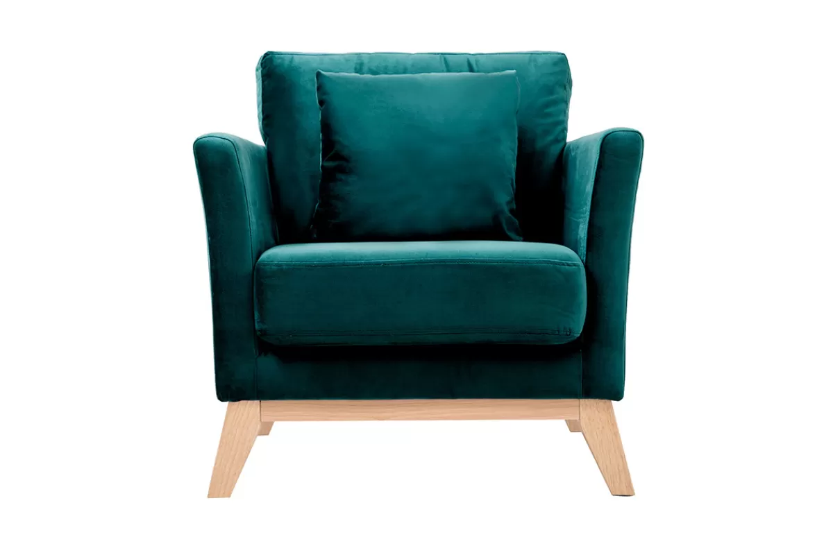 Miliboo Sillones | Sillón-Sillón nórdico desenfundable terciopelo azul petróleo OSLO