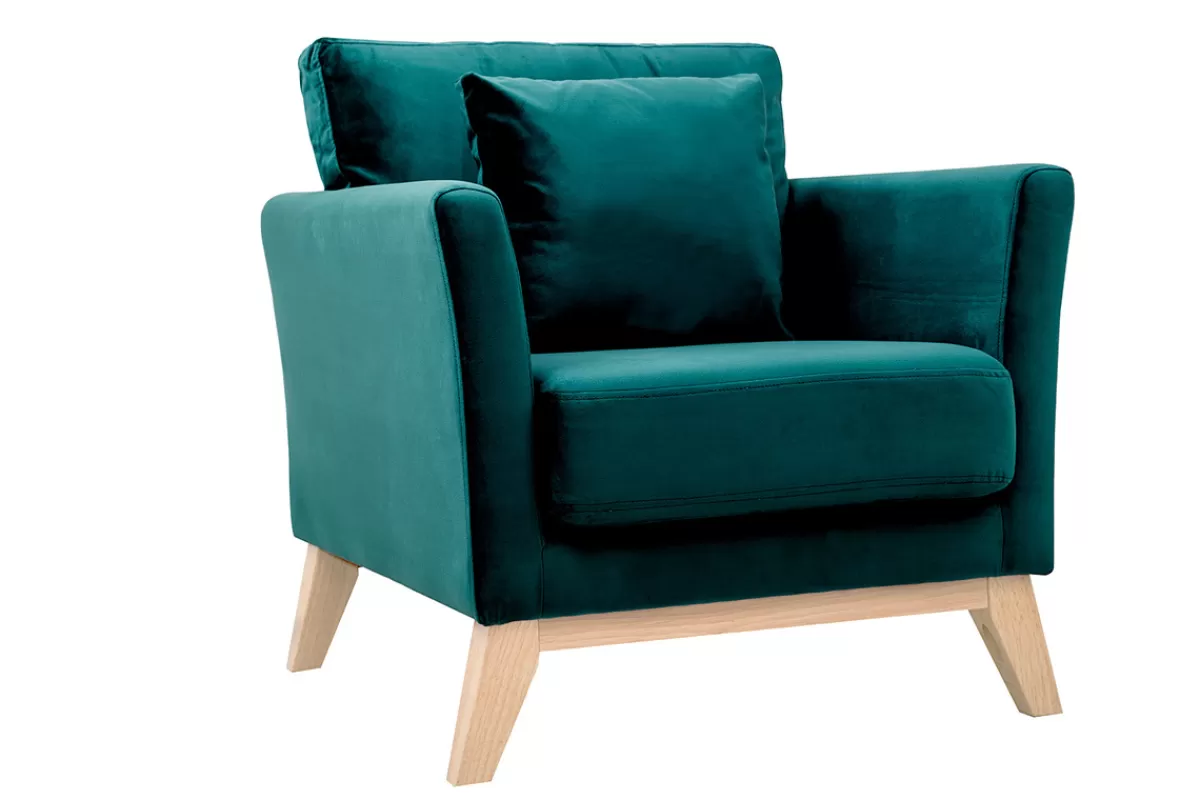 Miliboo Sillones | Sillón-Sillón nórdico desenfundable terciopelo azul petróleo OSLO