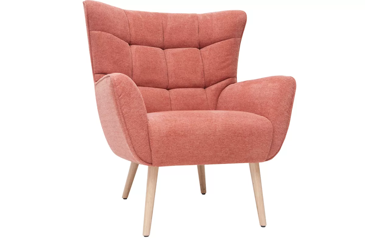 Miliboo Sillones | Sillón-Sillón nórdico efecto terciopelo terracota y madera AVERY