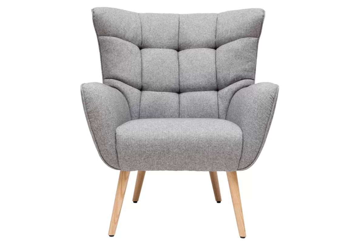Miliboo Sillones | Sillón-Sillón nórdico en tejido gris claro y madera AVERY