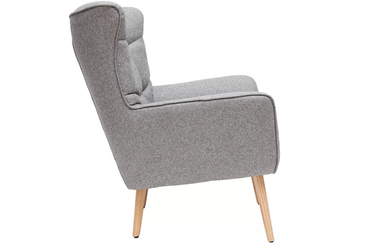 Miliboo Sillones | Sillón-Sillón nórdico en tejido gris claro y madera AVERY
