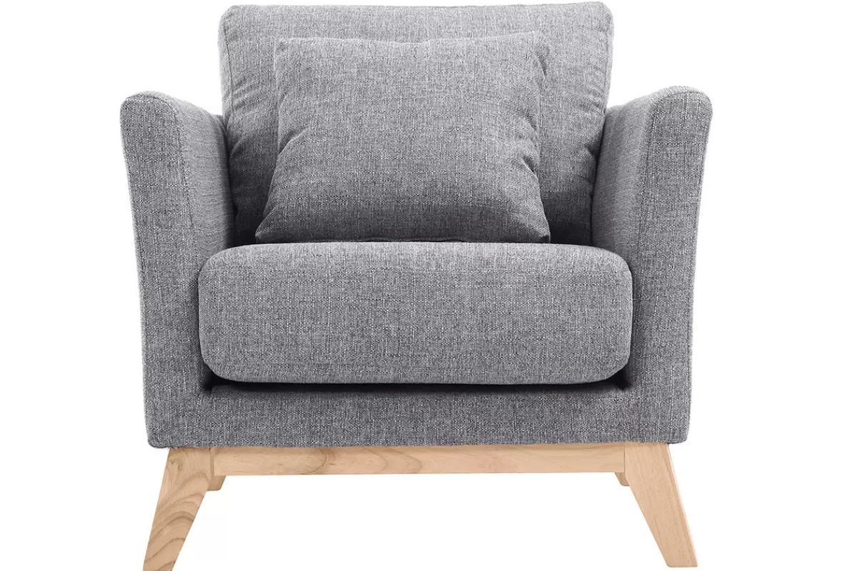 Miliboo Sillones | Sillón-Sillón nórdico gris claro patas madera clara OSLO