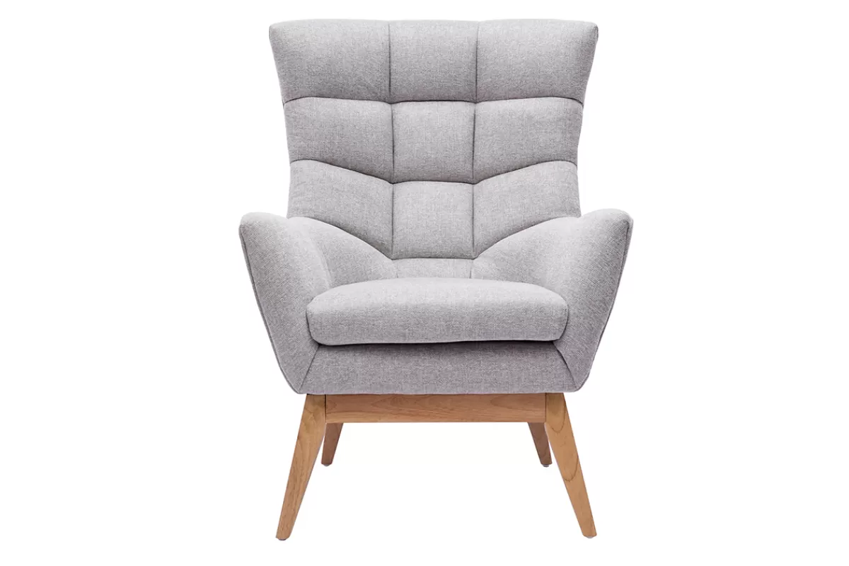Miliboo Sillones | Sillón-Sillón nórdico gris claro y madera BRODY