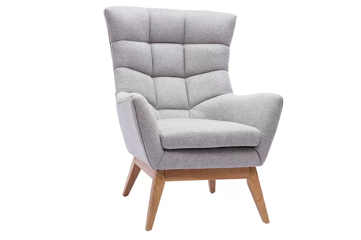 Miliboo Sillones | Sillón-Sillón nórdico gris claro y madera BRODY