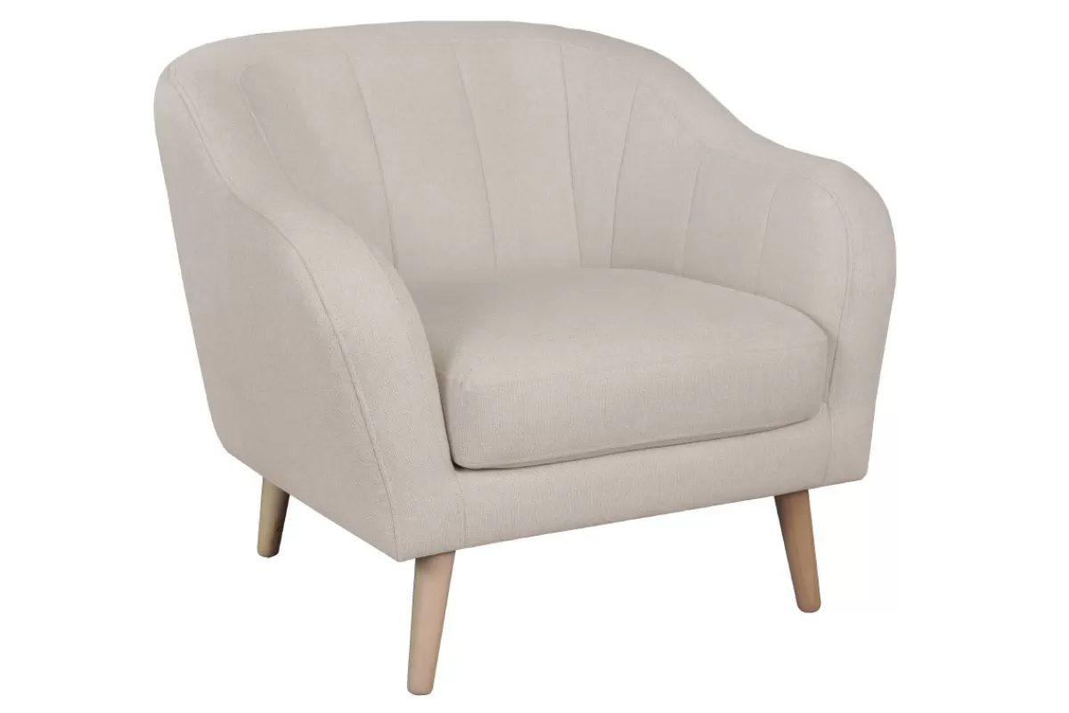 Miliboo Sillones | Sillón-Sillón nórdico tejido beige y madera ISIS