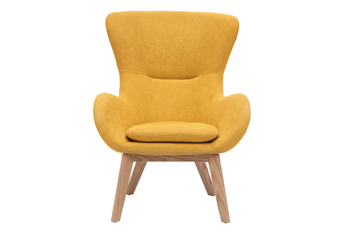 Miliboo Sillones | Sillón-Sillón nórdico tejido efecto terciopelo y madera ESKUA