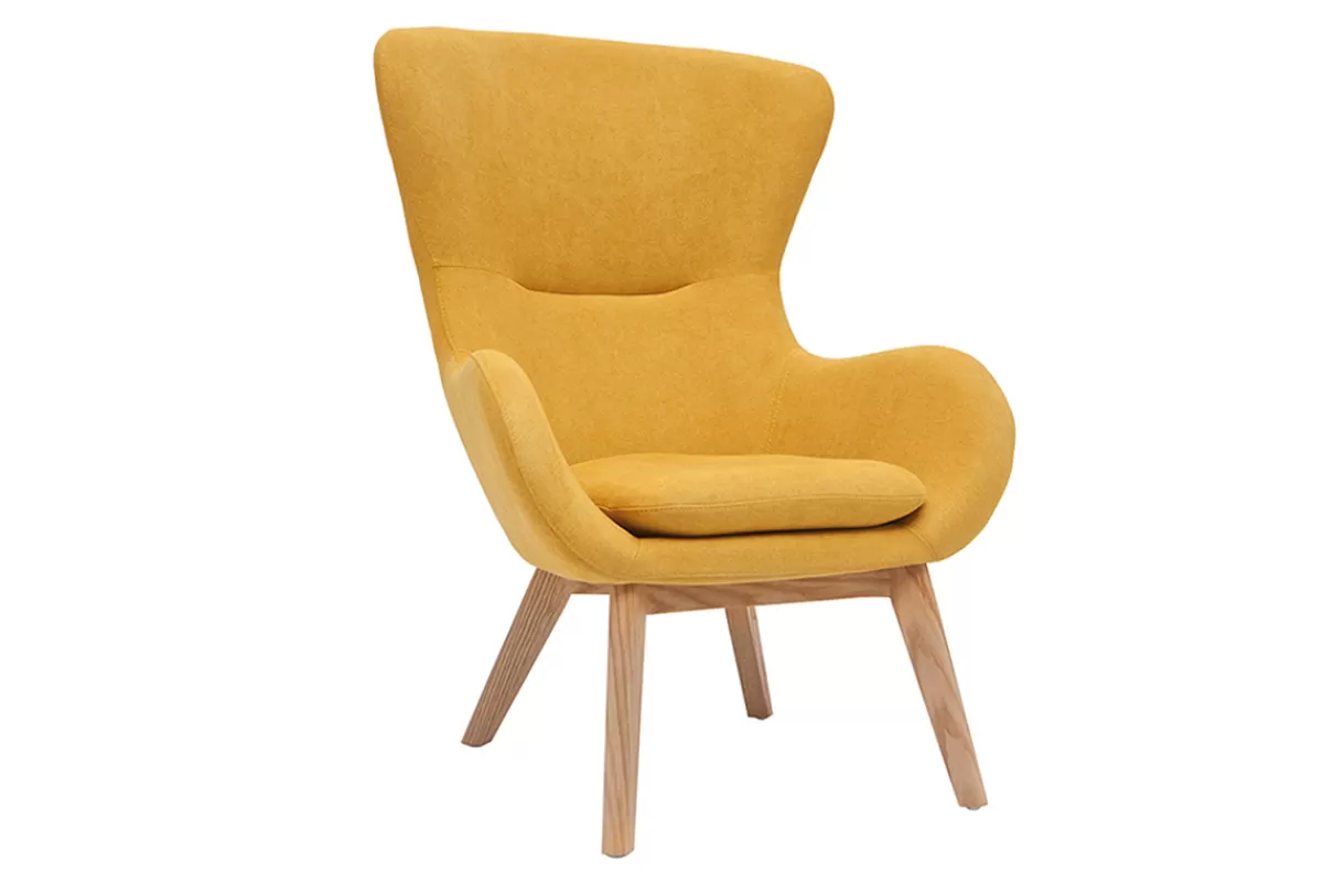 Miliboo Sillones | Sillón-Sillón nórdico tejido efecto terciopelo y madera ESKUA