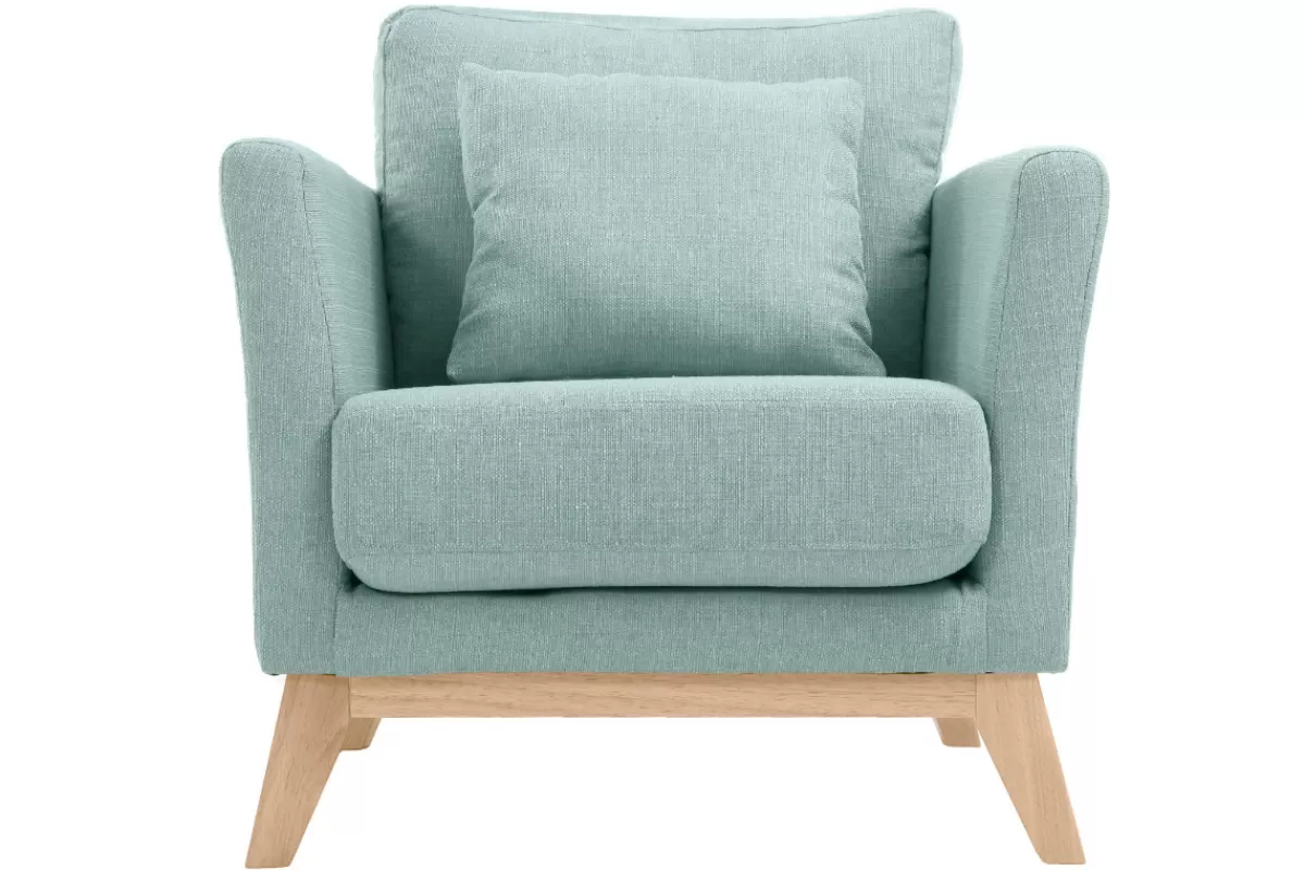 Miliboo Sillones | Sillón-Sillón nórdico verde agua claro patas madera clara OSLO