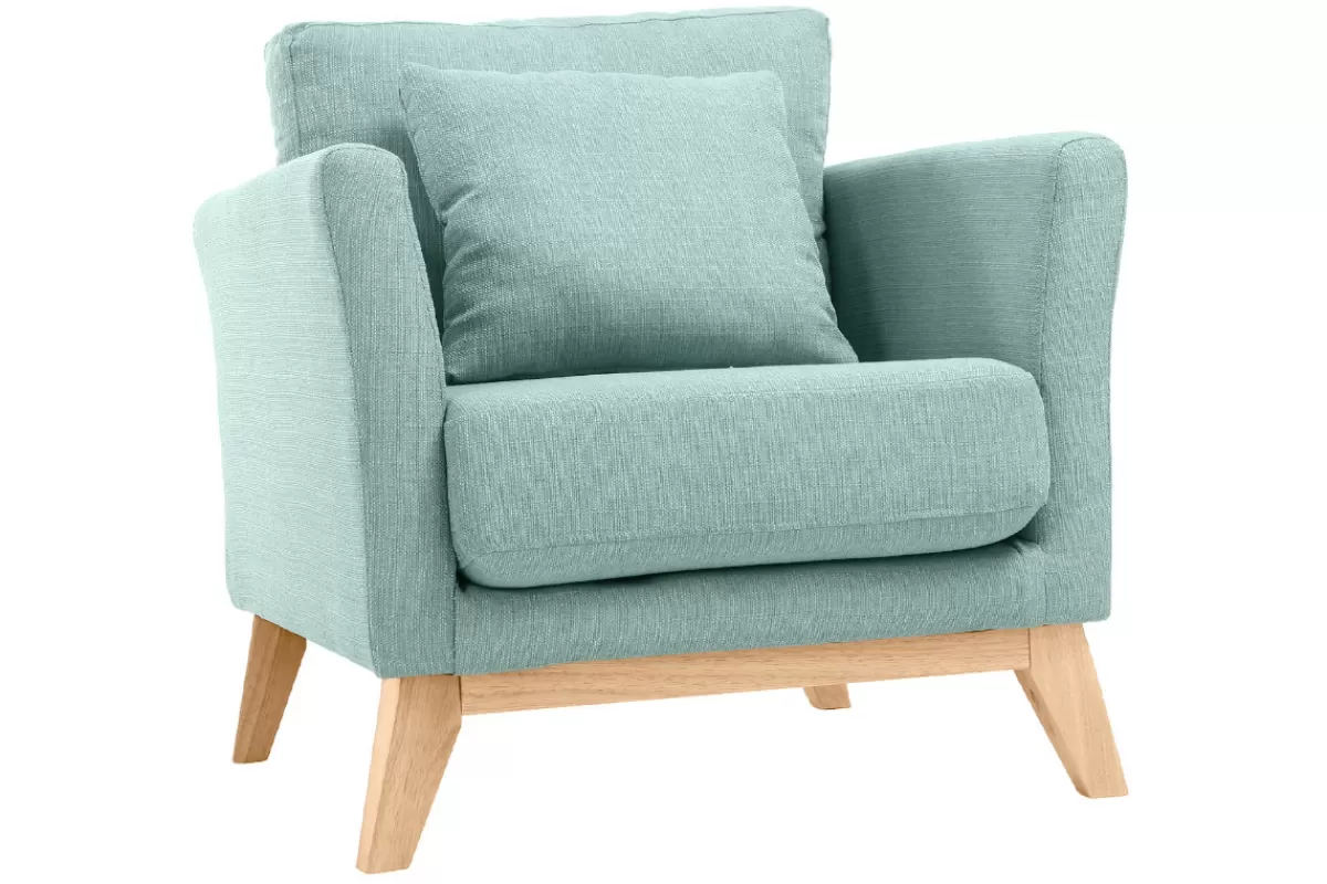 Miliboo Sillones | Sillón-Sillón nórdico verde agua claro patas madera clara OSLO