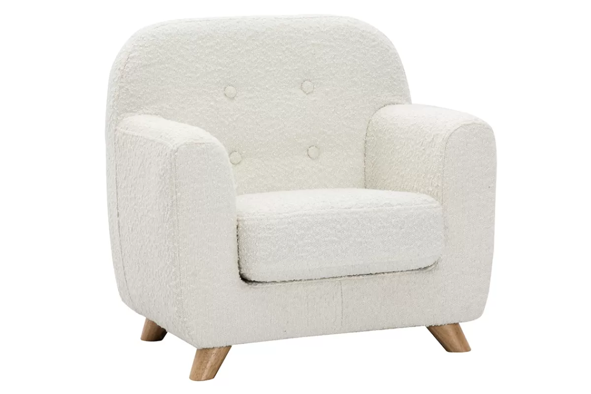 Miliboo Sillón Niño-Sillón para niños nórdico de borreguillo blanco y madera clara NORKID
