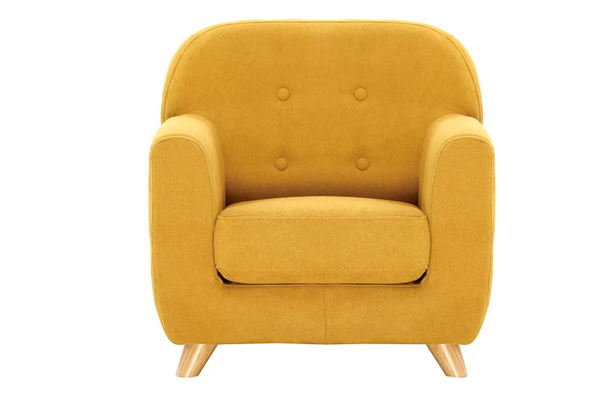 Miliboo Sillón Niño-Sillón para niños nórdico tejido efecto aterciopelado amarillo mostaza NORKID