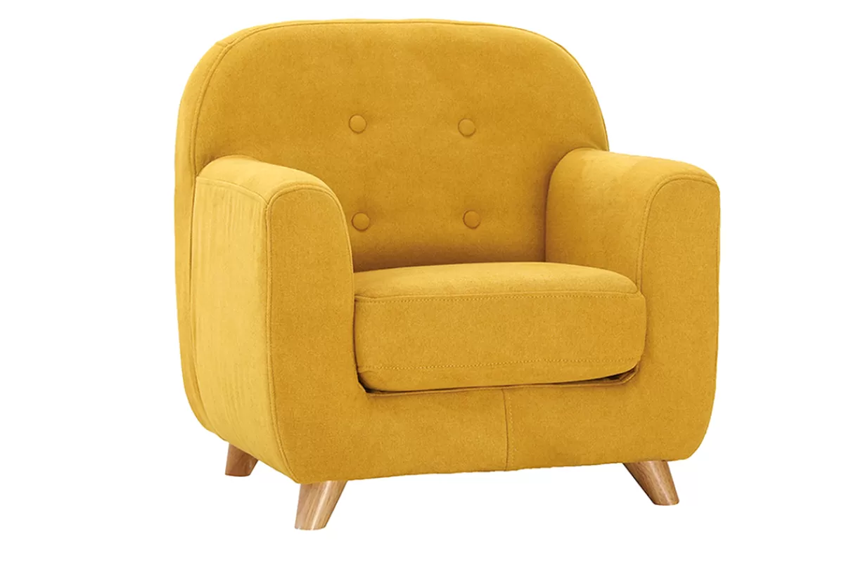 Miliboo Sillón Niño-Sillón para niños nórdico tejido efecto aterciopelado amarillo mostaza NORKID