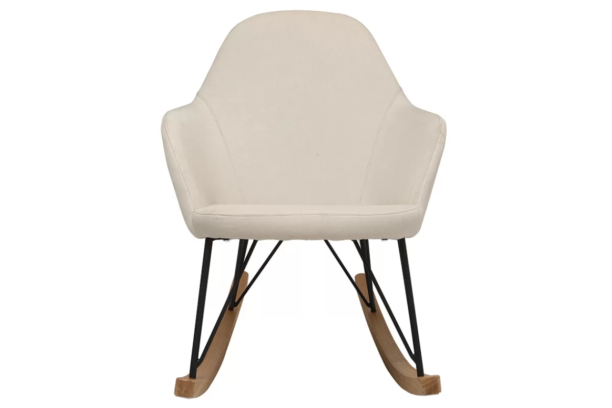 Miliboo Mecedoras | Sillón-Sillón relax - Mecedora tejido natural patas metal y fresno JHENE