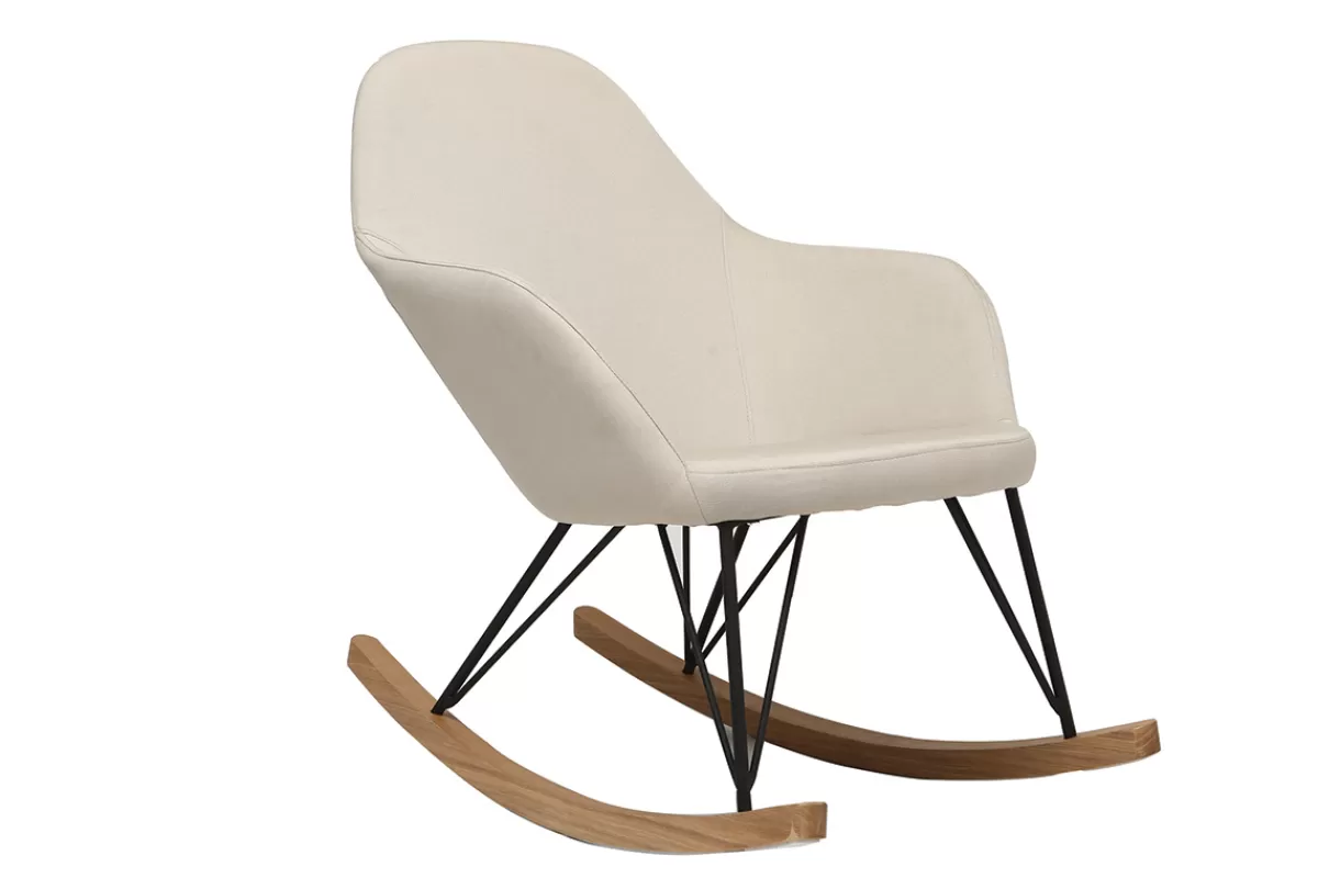 Miliboo Mecedoras | Sillón-Sillón relax - Mecedora tejido natural patas metal y fresno JHENE