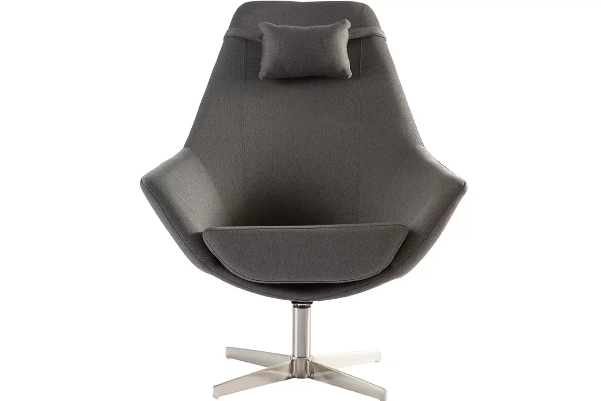 Miliboo Sillones | Sillón-Sillón rotativo en tejido gris oscuro y pata metal AMADEO