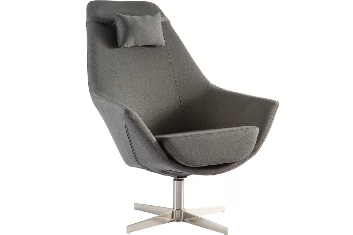 Miliboo Sillones | Sillón-Sillón rotativo en tejido gris oscuro y pata metal AMADEO