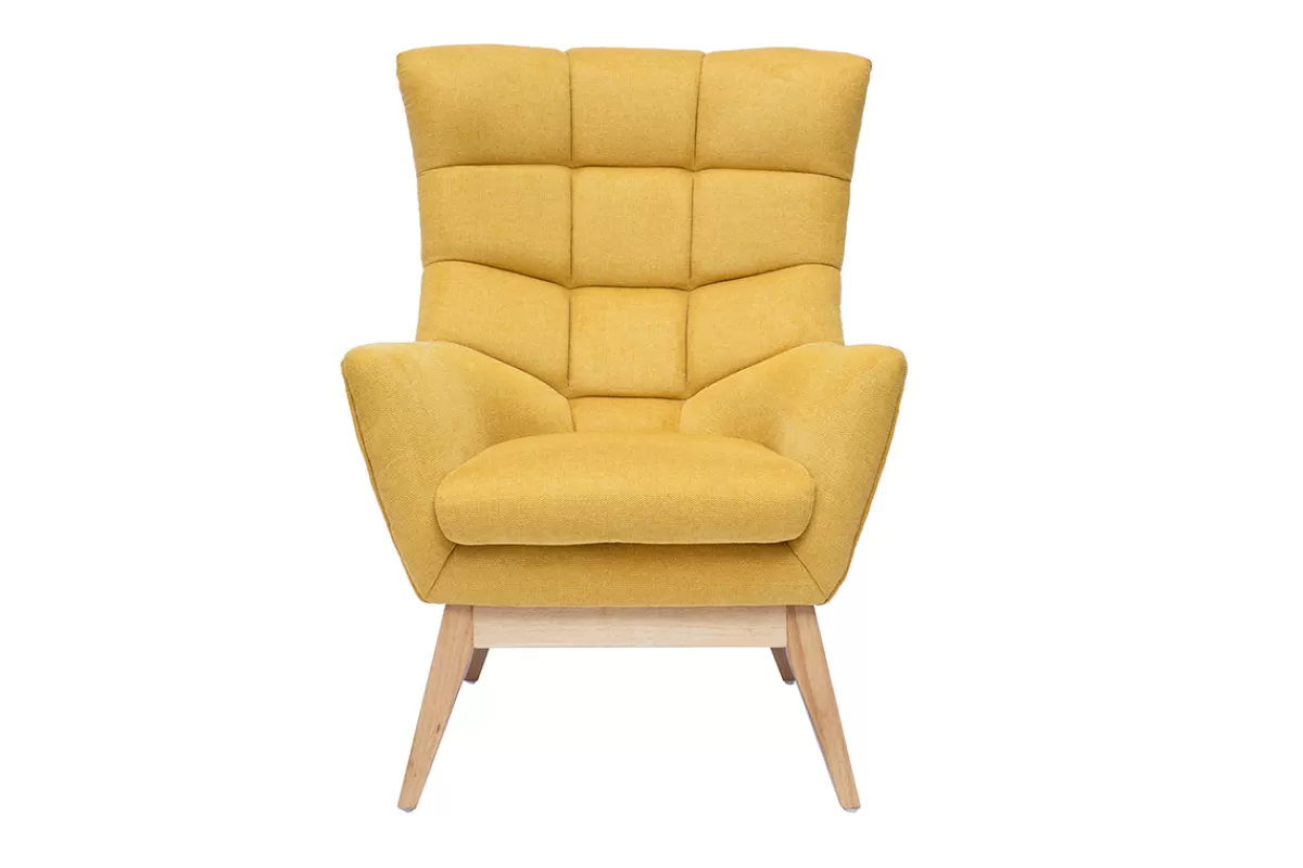 Miliboo Sillones | Sillón-Sillón tejido efecto aterciopelado texturizado amarillo mostaza BRODY