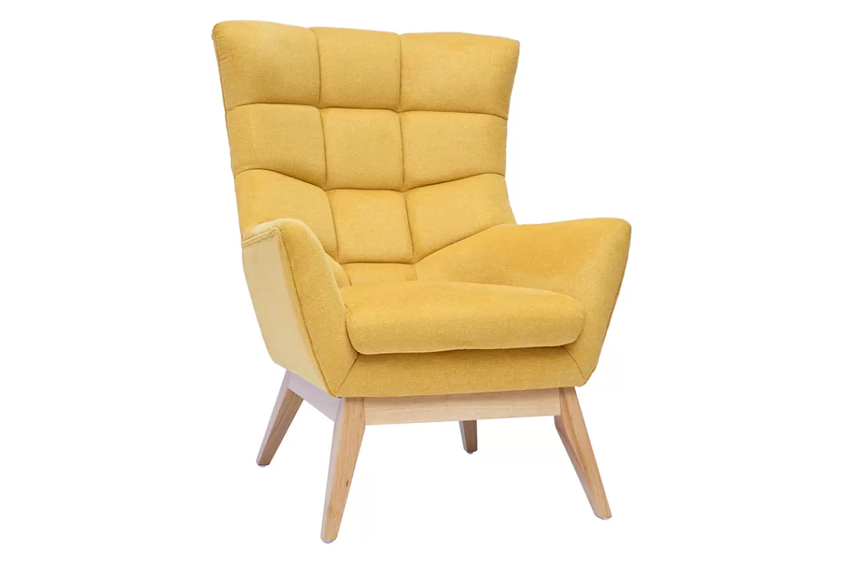 Miliboo Sillones | Sillón-Sillón tejido efecto aterciopelado texturizado amarillo mostaza BRODY