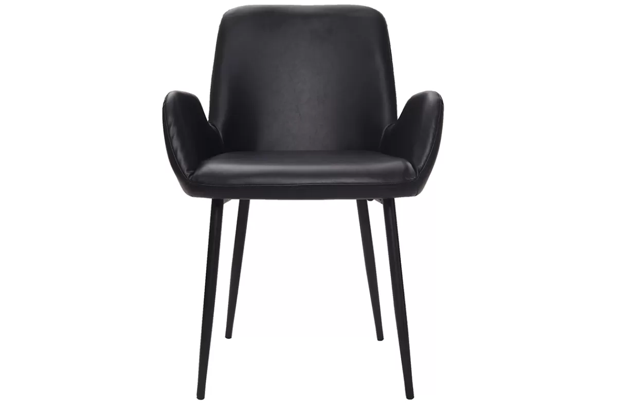 Miliboo Sillas Modernas | Sillón-Sillones vintage negros con patas metal negro (lote de 2) TIKA