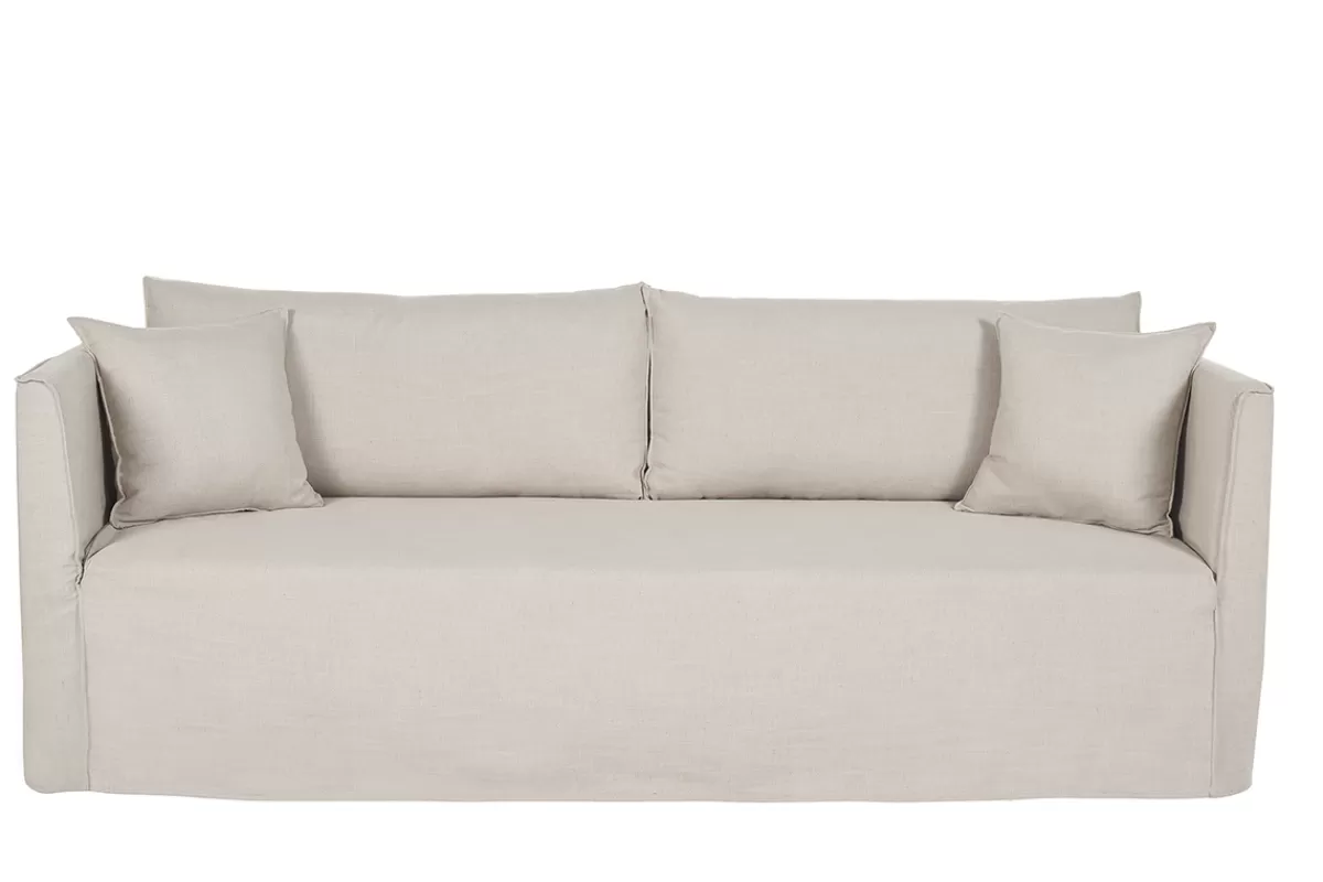 Miliboo Sofá De Diseño-Sofá 4-5 plazas desenfundable de tejido beige ADELE