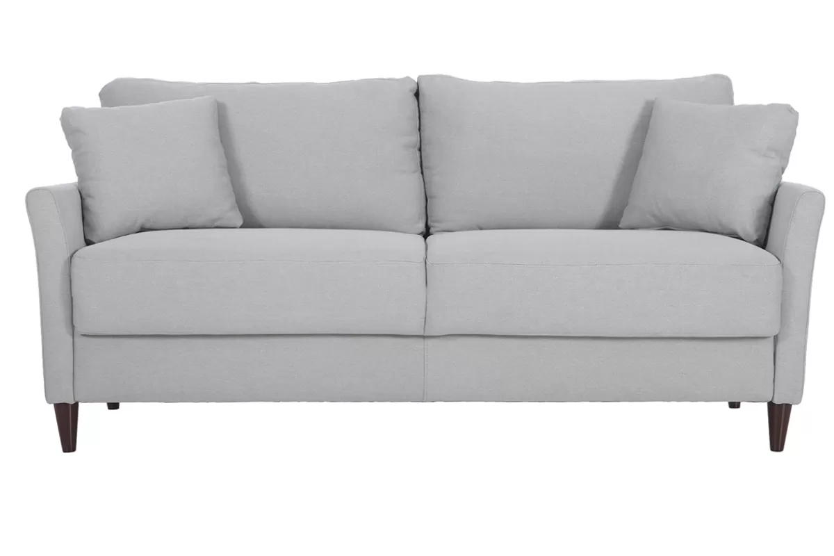 Miliboo Sofá De Diseño-Sofá 3 plazas en tejido gris claro con almacenaje MEDLEY
