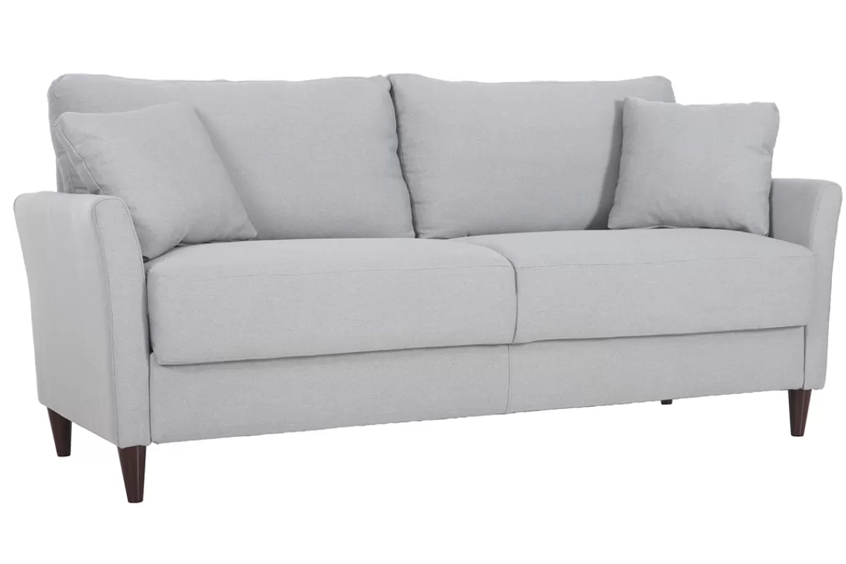 Miliboo Sofá De Diseño-Sofá 3 plazas en tejido gris claro con almacenaje MEDLEY