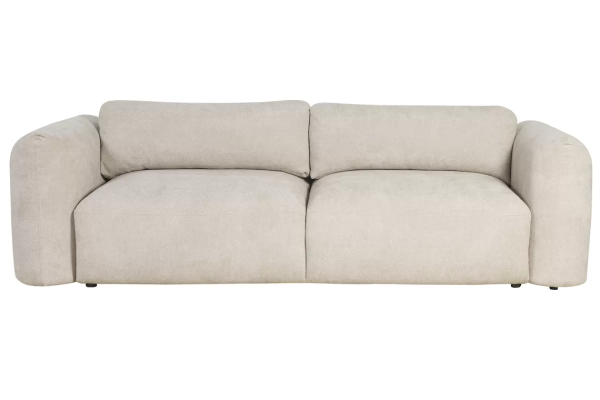 Miliboo Sofá Cama-Sofá cama 4 plazas con canapé de terciopelo chenilla beige CRUSH