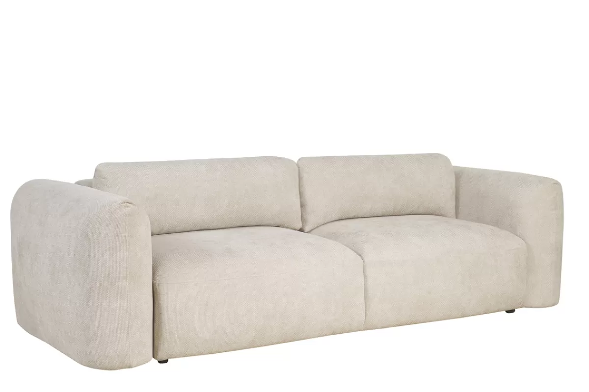 Miliboo Sofá Cama-Sofá cama 4 plazas con canapé de terciopelo chenilla beige CRUSH