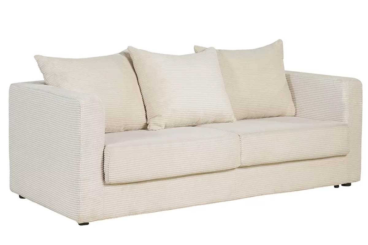 Miliboo Sofá De Diseño | Sofá Cama-Sofá cama 3 plazas de pana beige con colchón de 13 cm BACIO