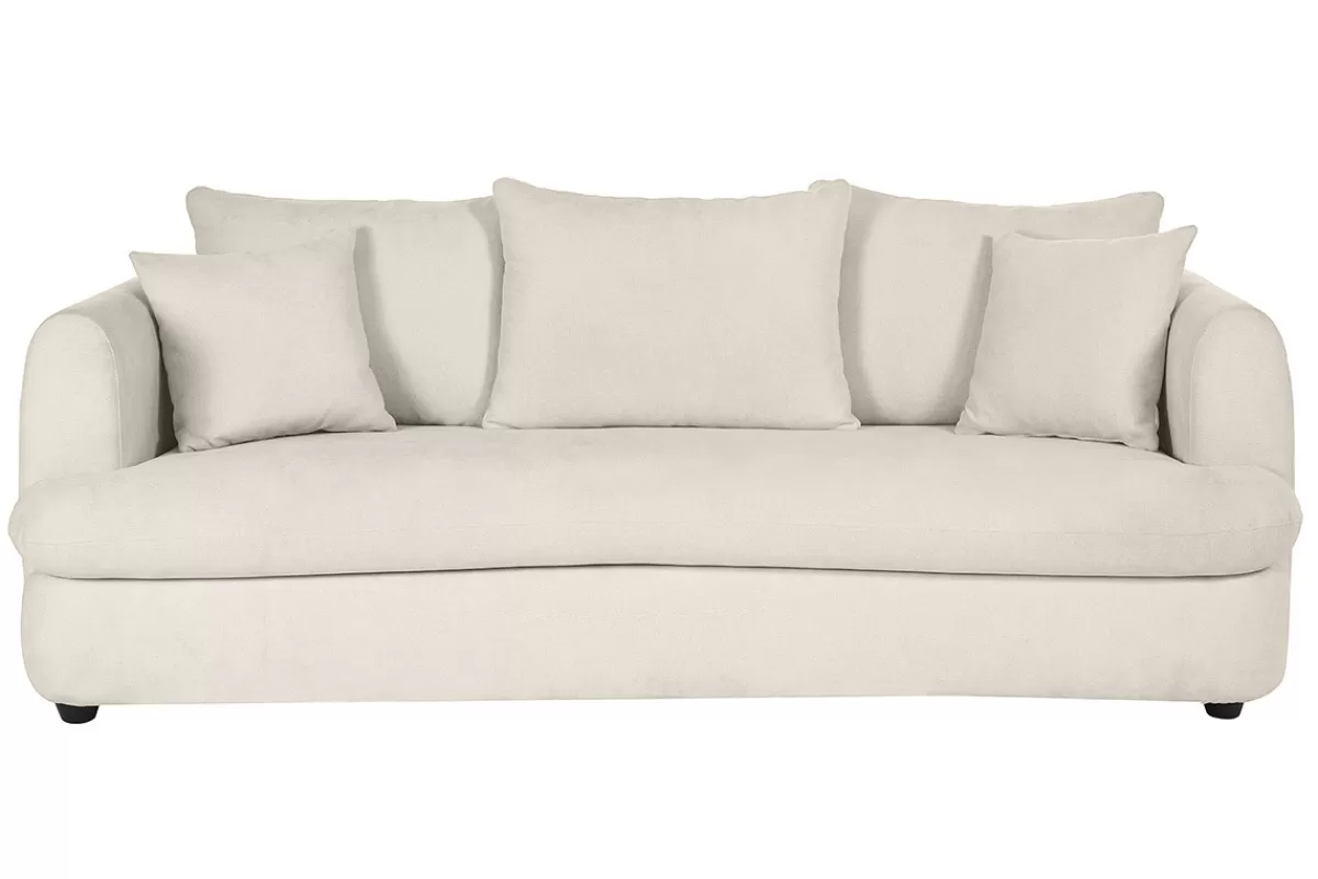 Miliboo Sofá Cama-Sofá cama 3-4 plazas desenfundable con forma de judía de tejido efecto aterciopelado beige claro SACHA